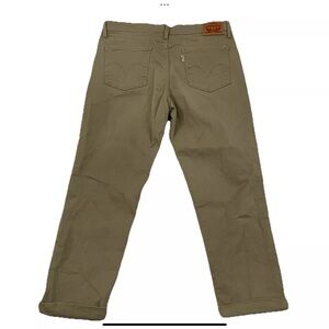 LEVI'S Womens Sz 32 Mid Rise Skinny Crop Cropped Cuffed Jeans Tan Khaki 32x24